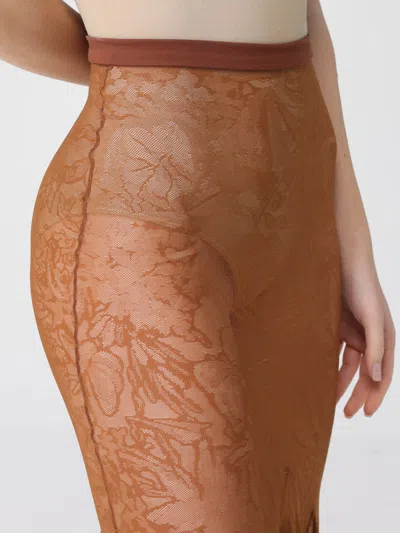 David Koma Floral Lace Maxi Skirt With Fishtail Hem And Zip Fastening In Brown