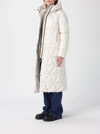K-way White  Long Down Jacket In White