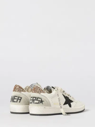 Golden Goose Ballstar White Low Top Sneakers With Glittered Star Patch On The Side And Glittered Heel With Logo L