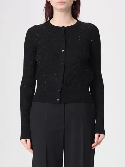 Max Mara Wool And Silk Crew Neck Cardigan In Black