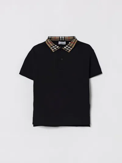 Burberry Black Cotton Polo Shirt In Black