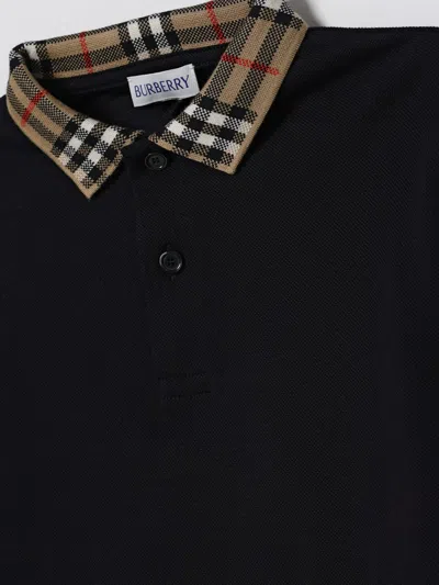 Burberry Black Cotton Polo Shirt In Black