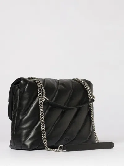 Pinko Big Love Bag Puff Maxi Quilt In Nero-old Silver