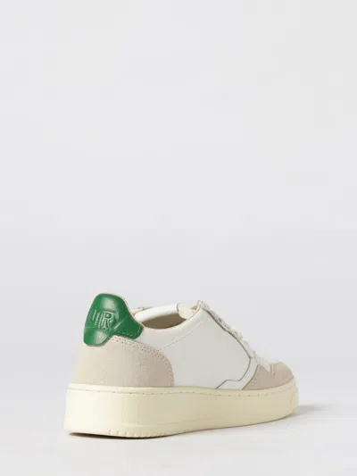 Autry Medalist Low Sneakers In Leather And Suede Color White And Covert Green In Multi