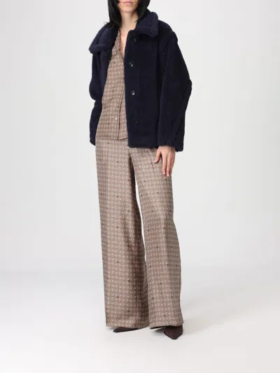 Max Mara Alpaca Wool Jacket Collared Design Front Pockets In Blue