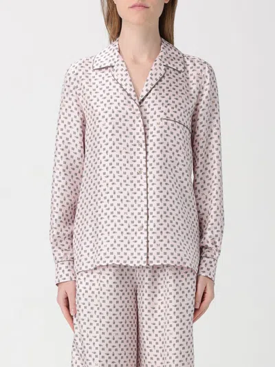 Max Mara Long Sleeve Top All Over Print Nylon In Pink