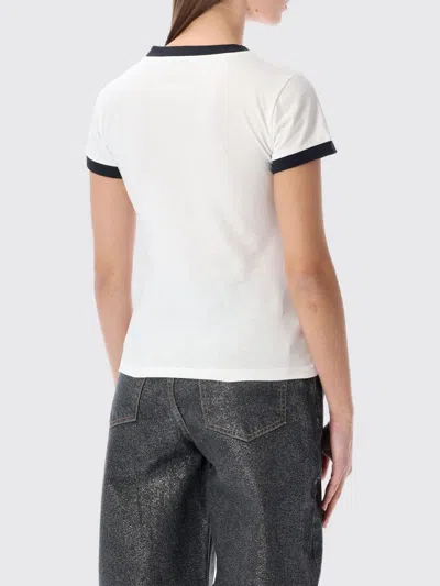 Ganni Women White Crewneck T-shirt With Maxi Print On The Front In Cotton Woman In Multi