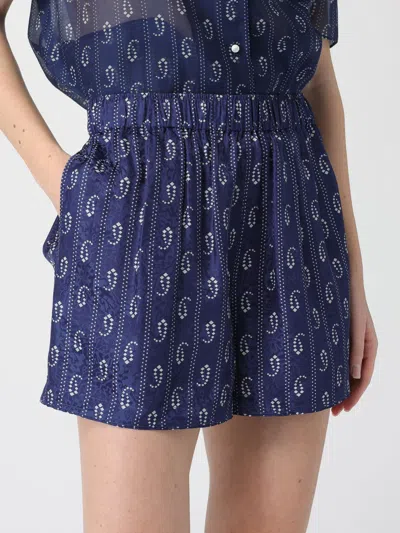 Tory Burch Printed Silk Blend Shorts In Blue