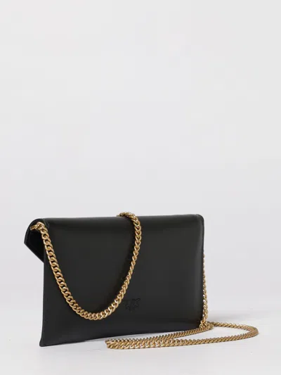 Pinko Black Calf Leather Bos Taurus Shoulder Bag In Black