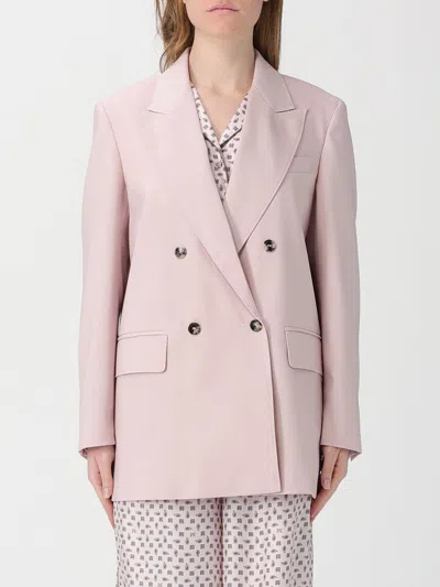 Max Mara Ombrosa Double Breasted Wool Blazer Jackets Rose In Purple
