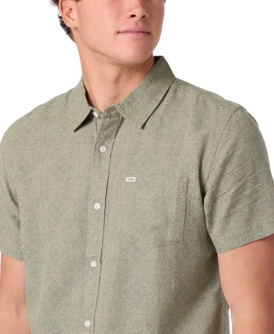 O'neill O'riginals Eco Print Standard Fit Short Sleeve Button-up Shirt In Green
