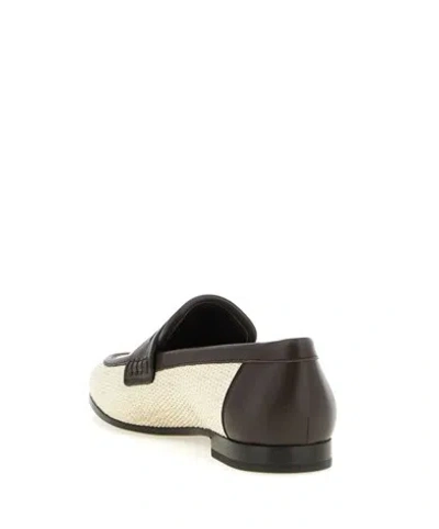 Brunello Cucinelli Raffia Loafers Textured Finish Two Tone Design In Multi