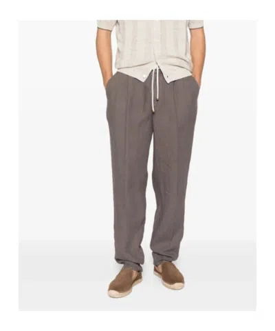 Brunello Cucinelli Drawstring-fastening Pleated Trousers In Brown