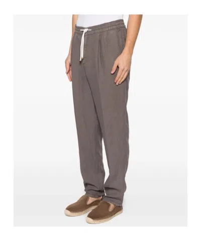 Brunello Cucinelli Drawstring-fastening Pleated Trousers In Brown