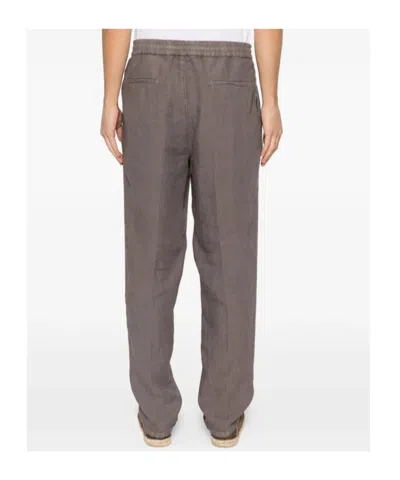 Brunello Cucinelli Drawstring-fastening Pleated Trousers In Brown
