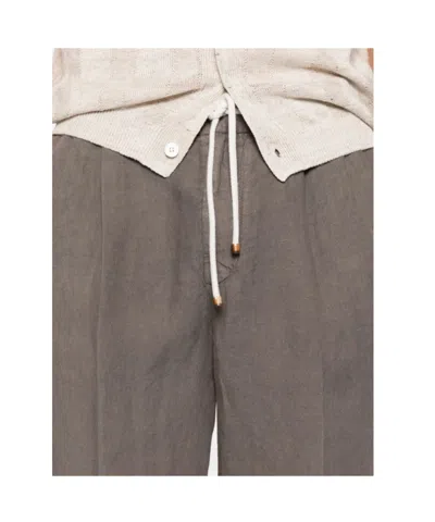 Brunello Cucinelli Drawstring-fastening Pleated Trousers In Brown
