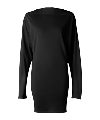 Jacquemus Black La Robe Mistral Crew Neck Dress With Long Sleeves And Open Back In Viscose Blend Women