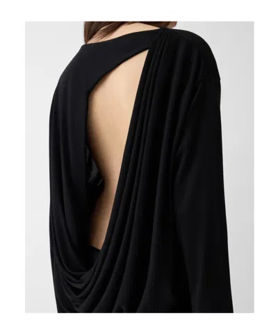 Jacquemus Black La Robe Mistral Crew Neck Dress With Long Sleeves And Open Back In Viscose Blend Women