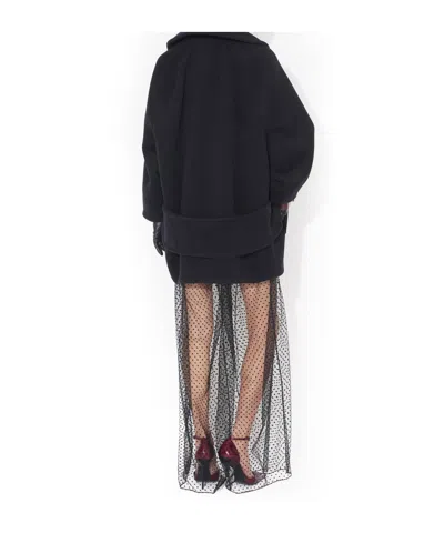 Alaïa Wool Caban Coat In Blue