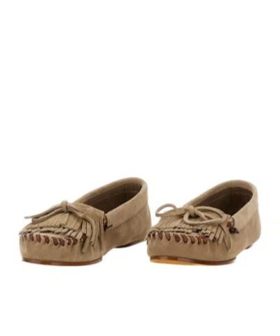 Paris Texas Loafers In Stone Calf Suede Leather In Brown