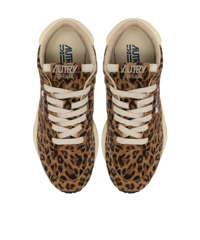 Autry Reelwind Low Sneakers In Leopard Suede And Rutaa Leather Shoes In Multi