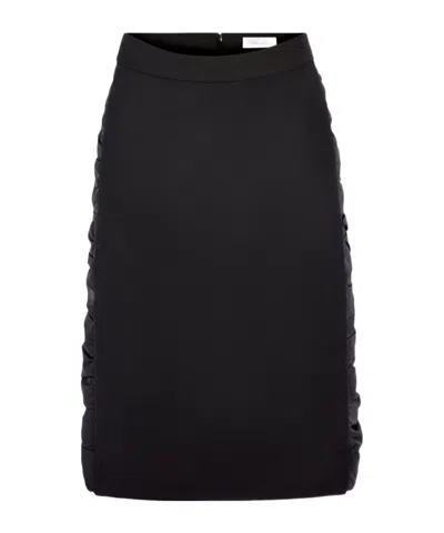 Nina Ricci High Waist Skirt Knee Length Slit In Black