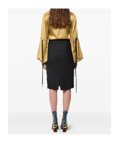 Nina Ricci High Waist Skirt Knee Length Slit In Black