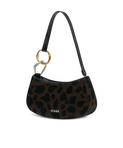 Staud Zippered Shoulder Bag In Brown