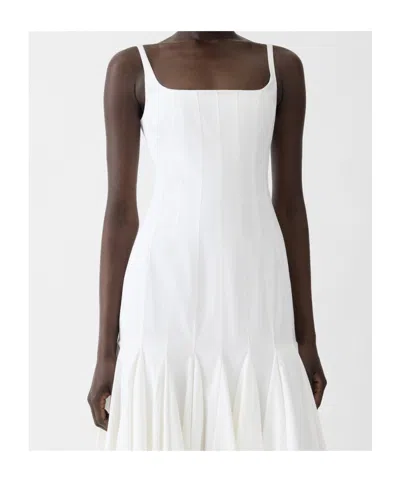 Jacquemus Agave Flared Midi Dress With Square Neckline In White