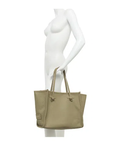 Gianni Chiarini Marcella Rectangular Neutral Pebbled Leather Tote In Green