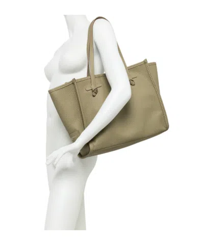 Gianni Chiarini Marcella Rectangular Neutral Pebbled Leather Tote In Green