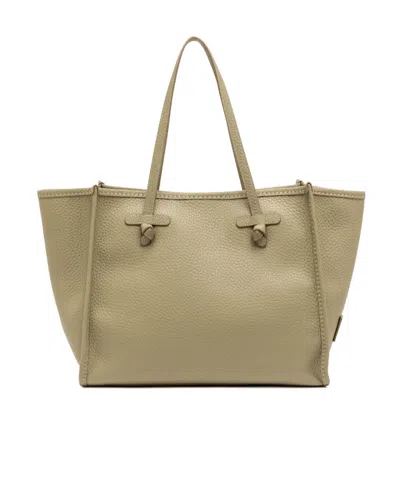 Gianni Chiarini Marcella Rectangular Neutral Pebbled Leather Tote In Green