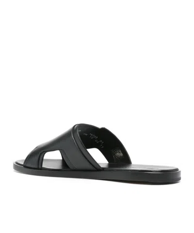 Santoni Black Buckle Sandals In Black