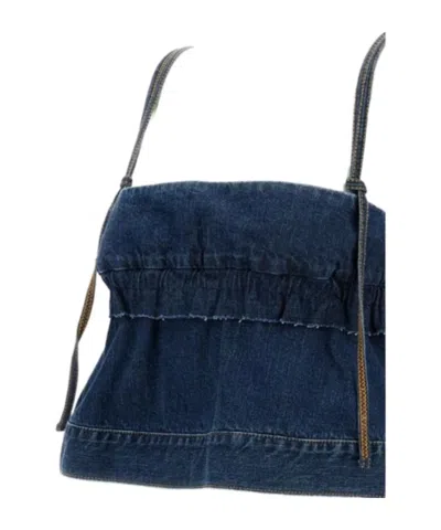 Sacai Sleeveless Denim Tank Top In Blue