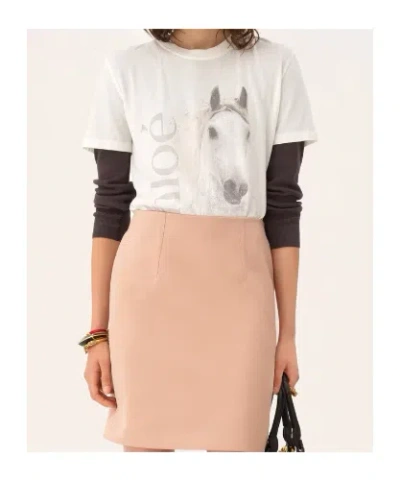 Chloé Cotton Crew Neck Graphic Short Sleeve T-shirt In White