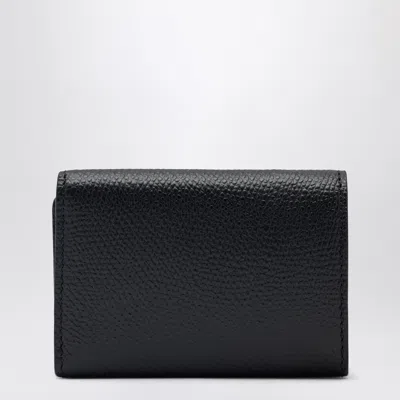 Valentino Vlogo Trifold Wallet Textured Leather In Black
