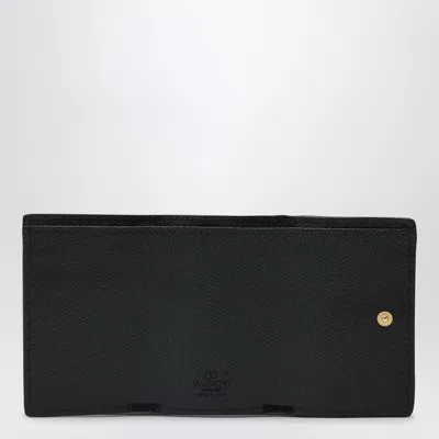Valentino Vlogo Trifold Wallet Textured Leather In Black