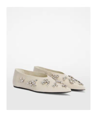 Jil Sander Leather Ballerinas Embellished Design Pointed Toe In White