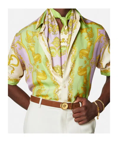 Versace Medusa-buckle Belt In Brown