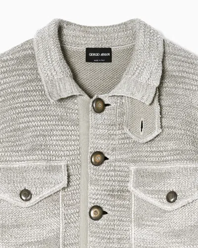 Giorgio Armani Jacket Chest Pockets Long Sleeves Ribbed Finishes In Gray