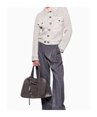 Giorgio Armani Jacket Chest Pockets Long Sleeves Ribbed Finishes In Gray