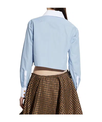 Vivienne Westwood Heart Cut Cropped Shirt Long Sleeves Buttons In Blue