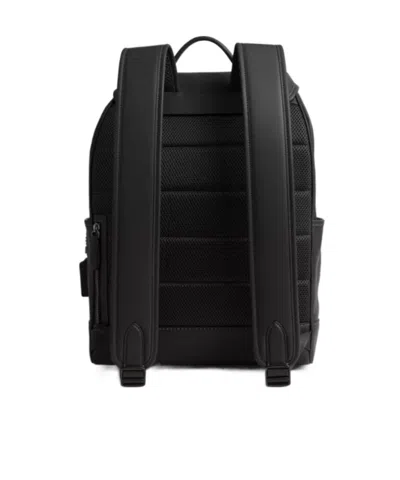 Coach League Flap Leather Backpack In Black