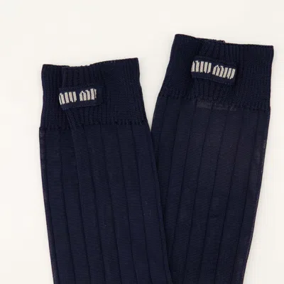 Miu Miu Logo Socks In Black