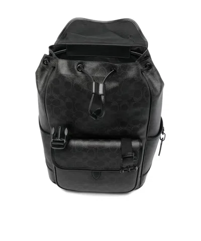 Coach League Flap Backpack In Black