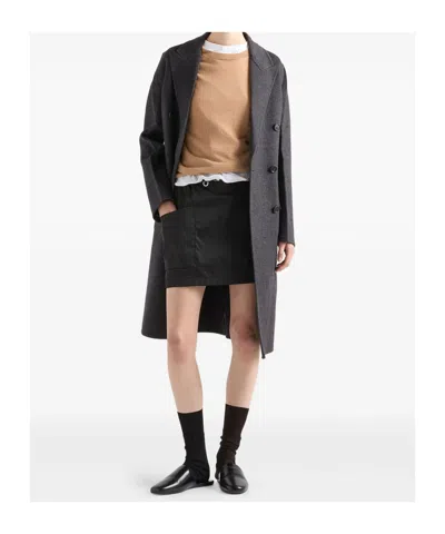 Prada Black Re-nylon Mini Skirt In Black