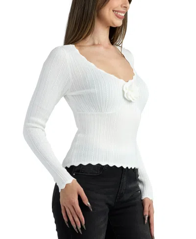 Bcx Junior's Sweetheart Pull-on Sweater In White