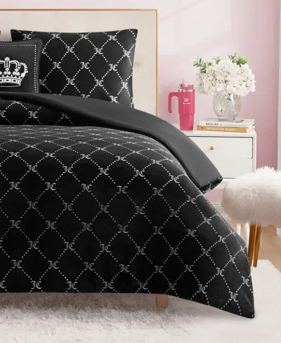 Juicy Couture Plush Reversible Trellis Link 4-pc. Comforter Set, Full/queen In Black