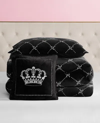 Juicy Couture Plush Reversible Trellis Link 3-pc. Comforter Set, Twin/twin Xl In Black