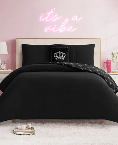 Juicy Couture Plush Reversible Trellis Link 3-pc. Comforter Set, Twin/twin Xl In Black